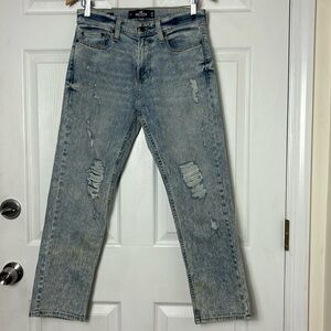 NEW NWT HOLLISTER Cropped relaxed epic flex men’s jeans size 28x30 distressed